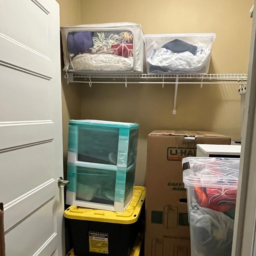 before closet organization by blue bird nest organizing